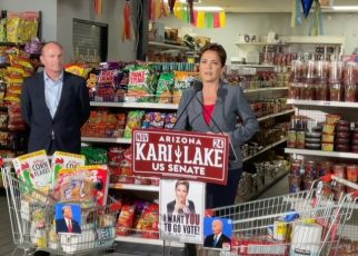 Kari Lake Mike Lee Presser at Carniceria Mi Ranchito #2 in Laveen AZ (Photo: Christy Kelly)