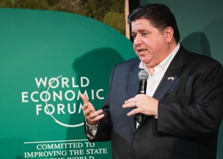 JB Pritzker, Governor of Illinois, USA speaking in The Electric Decade session at the World Economic Forum Annual Meeting 2023 in Davos-Klosters, Switzerland, 18 January.