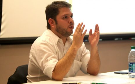 State Representative Ruben Gallego speaking at a "Gun Rights" debate hosted by Students for Liberty and Young Americans for Liberty at Arizona State University in Tempe, Arizona.