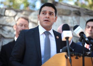 State Representative Steve Montenegro speaking with the media at a press conference hosted by Border 911 at the Arizona State Capitol building in Phoenix, Arizona.