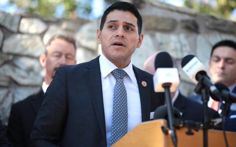 State Representative Steve Montenegro speaking with the media at a press conference hosted by Border 911 at the Arizona State Capitol building in Phoenix, Arizona.